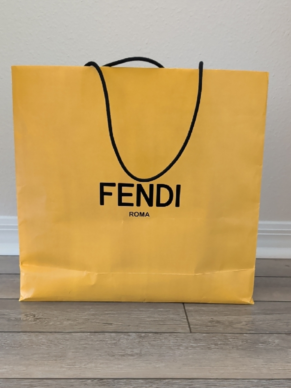 Fendi Yellow Shopping Bag with Black Rope Handles